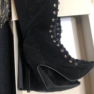 Black over the knee lace up boots